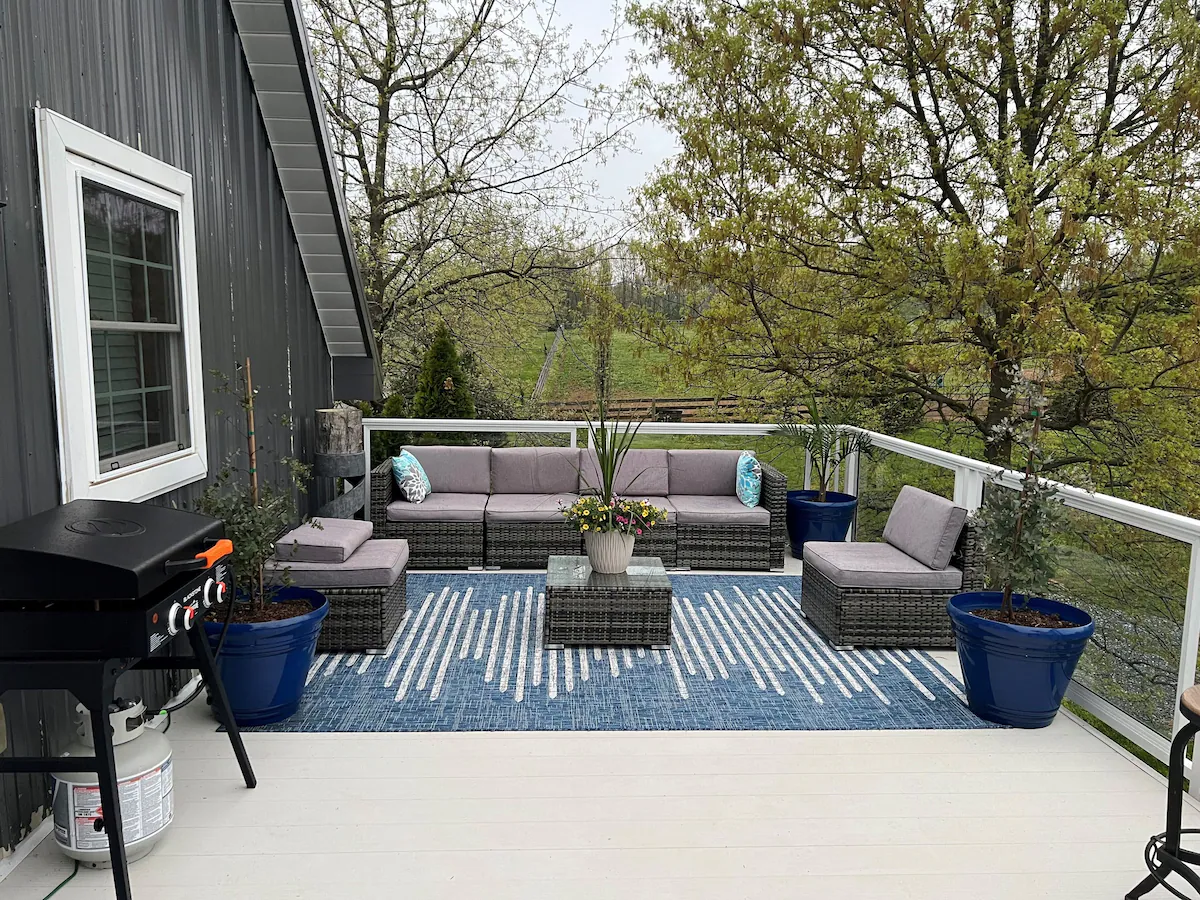 Deck with pasture views
