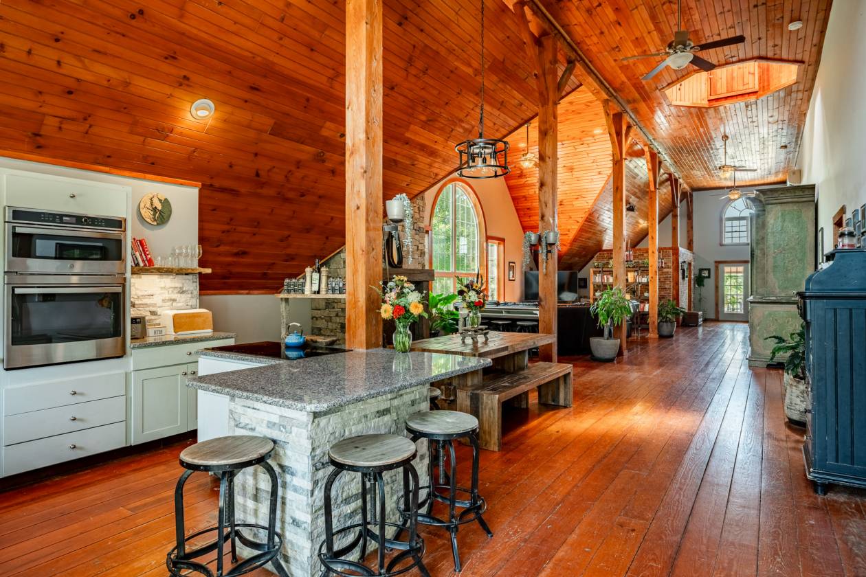 Full kitchen with granite island